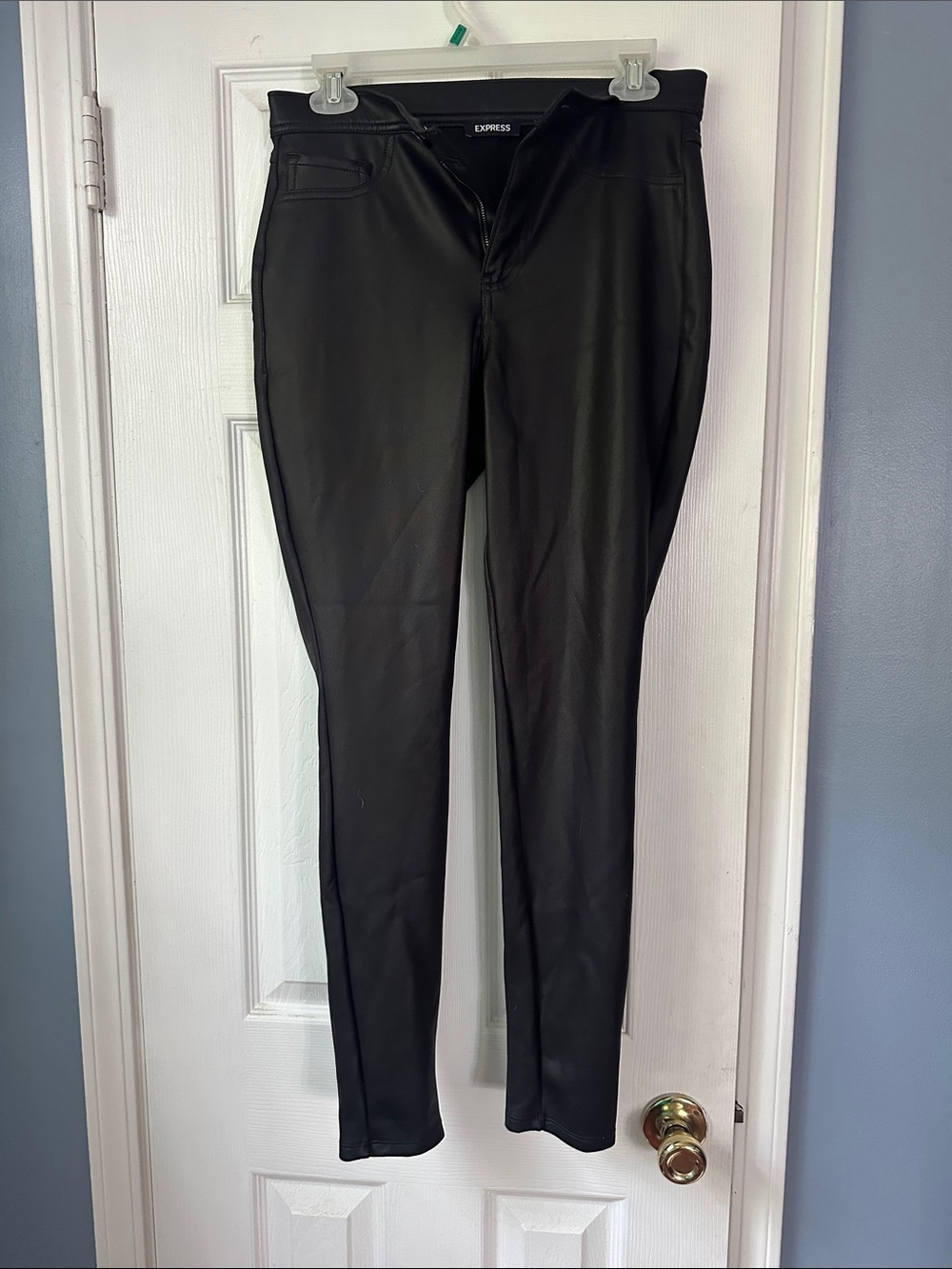 Express Black Faux Leather Skinny Jeans